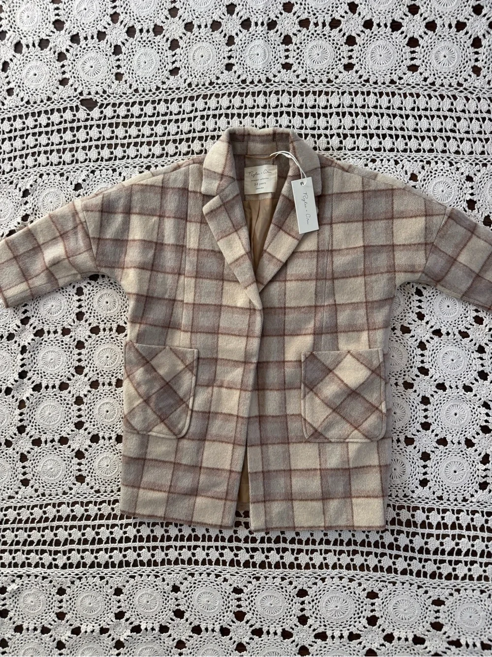 NWT Rylee & Cru Rustic Plaid Longline Coat Girls 2-3Y